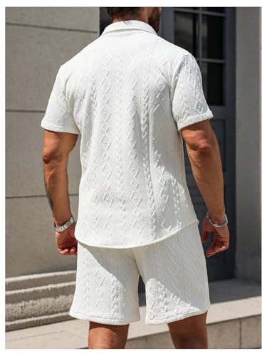 Men's 2 Piece Beach Vacation Outfits Short Sleeve Button Down Shirt and Shorts Clothing Set2