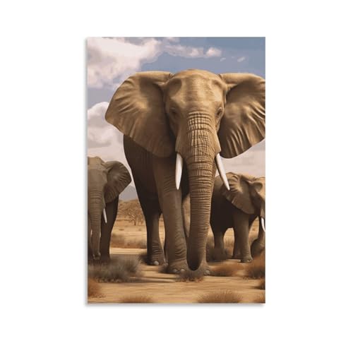 Toile murale éléphants : tableau moderne et décoration de maison pour salon et espace pro