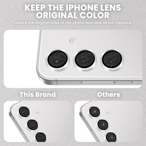 Image of ArmourPro Camera Lens Protector for Samsung Galaxy S23 and Samsung S24 with Auto Alignment Installation Frame, AR+AF Coated Tempered Glass Camera Rings, Anti-Scratch, Case Friendly | Silver