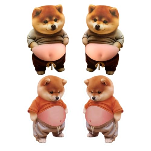 UIEXEA 4 Stück Gummipuffer Selbstklebend, D Shiba Inu Hunde-Bauchaufkleber, weiches Silikon, Anti-Kollisions-Wandaufklebe