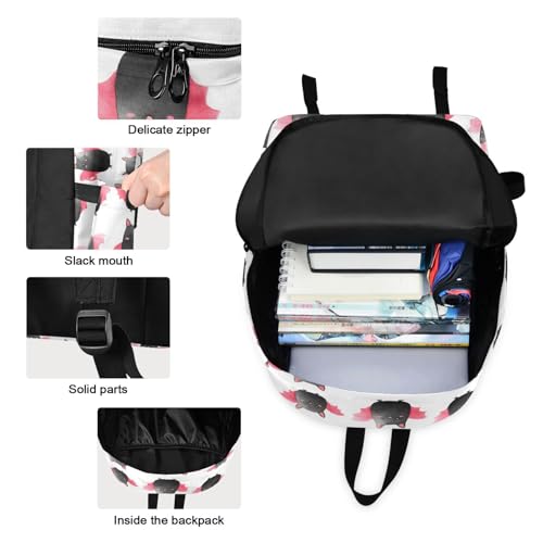 Cute Bats Print Backpack Set with Lunch Bag, Large Capacity Travel Backpacks and Lunch Box Insulated for Commute Hiking Picnic3