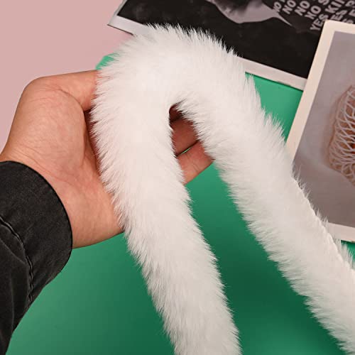 MFUOE 16ft Christmas Faux Fur Ribbon Trim White Faux Fur Ribbon Cotton Sewing Trimmings Furry Accessories Winding Garland (16 Feet) - Image 4