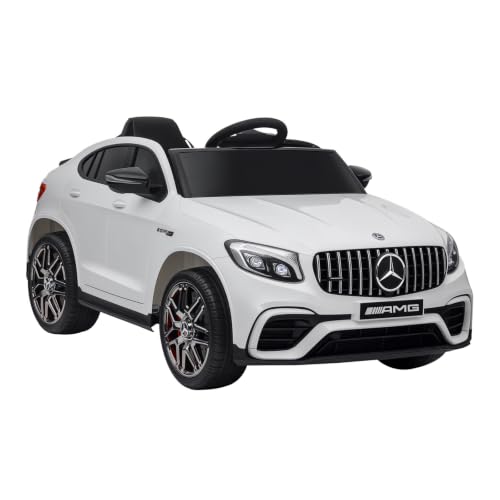 HOMCOM Voiture v&eacute;hicule &eacute;lectrique Enfants 12 V 35 W V. 3-5 Km/h t&eacute;l&eacute;commande Effets sonores + Lumineux Blanc Mercedes GLC AMG