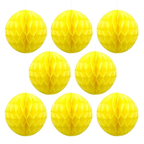 Ruidee Lot de 8 boules en papier nid d'abeille pour décoration de mariage, fête d'anniversaire, fête prénatale (20,3 cm, jaune)