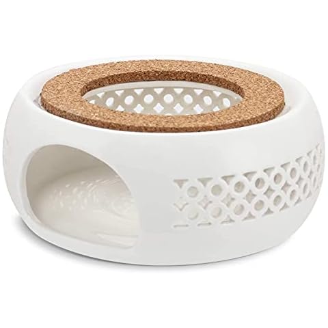 OB Stövchen ,Stövchen für Teekanne, Teelichtofen,die Heizung Besteht aus Keramik und die Ringwand ist Hohl Geschnitztes Design, Teewärmer, Geeignet zum Erhitzen von Tee und Kaffee Cover