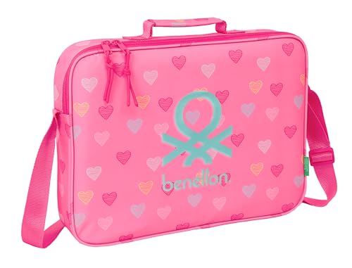 Benetton Heart - Cartera Extraescolares, Maletín Portatodo, Bandolera, Cómoda Y Versátil, Calidad Y Resistencia, 38x6x28 Cm