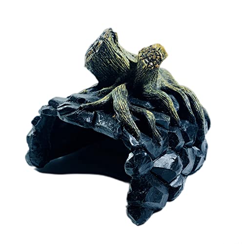 Reptile Hides and Caves Reptile Hideout Rock Hide Cave Aquarium Decor Tree Trunk Turtle Basking Hide Habitat Fish Tank Ornaments for Bearded Dragon Tortoise Lizards Spiders Fish Amphibians Aquarium