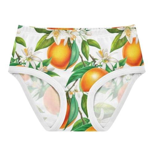 Durable Toddlers Underwear Floral 2t Cotton Cute Panties Girl Oranges White Flowers Briefs Undies Kids