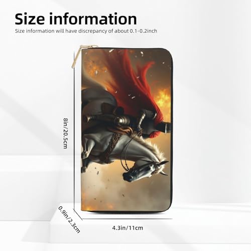 Classic Red Knight Print Wallet Women, Leather Bifold Multi Card Wallet, Long Purse Women's Wallets2