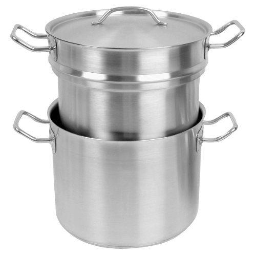 Thunder Group SLDB012 Double Boiler, 12 Quart, with Cover, encapsulated Base, 18/8 Stainless Steel, Induction Ready, NSF (3 pc)