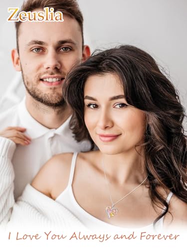 Anniversary Birthday Gifts for Wife，Rose Necklaces for Women，925 Sterling Silver Double Birthstone Necklace，Anniversary Birthday Gifts for Women, Jewelry Gift for Wife Girlfriend Mom Her2