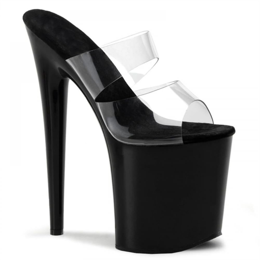 Sandales de mode noires à talon aiguille géant de 20cm - 7
