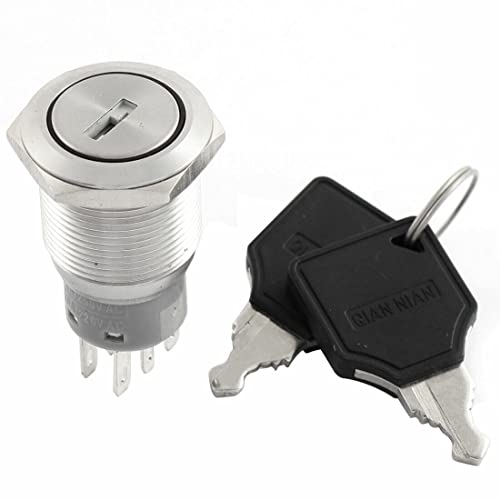 Tool parts Electric 2NO 2NC 3 Position 6 Pins Metal Key Lock Switch AC 250V 5A