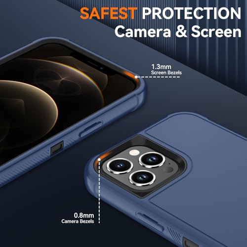 Image of SunStory Compatible with iPhone 12 Pro Max Case with HD Screen Protector, 3-Layer Heavy Duty Full-Body Cover,3 in 1 Hybrid Protective Case for iPhone 12 Pro Max 6.7 inch,Blue