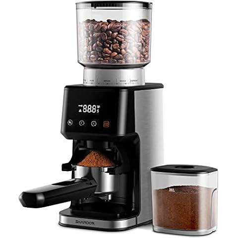 SHARDOR Conical Burr Espresso Coffee Grinder Electric with Precision Timer 2.0, Touchscreen Adjustable Burr Mill with 51 Precise Settings for Home Use, Anti-static, Stainless Steel Cover