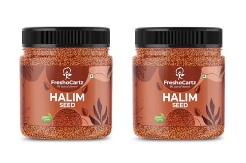 Image of FreshoCartz Garden Cress Halim Seeds | Asaliya | Halim Seeds For Eating | Non GMO High in Fibre & Omega 3 Seeds | Immunity Booster Aliv Seeds - Jar Pack (Asaliya, 400g (Pack of 2))