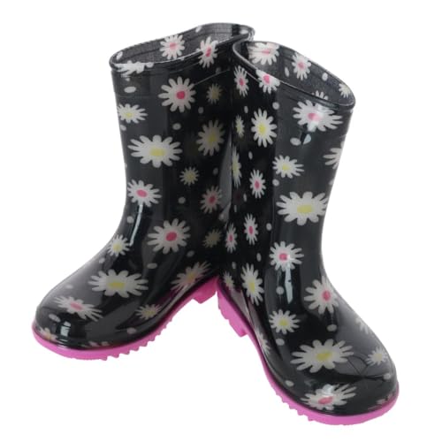 Wootie Toddler Girl's Daisy Floral Waterproof Rain Boots, 9, Black2