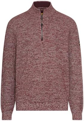 camel active Herren Strick-Troyer mit melierter Struktur | Pullover für Herren aus Baumwollmix für Freizeit und Alltag - moderne Optik und hoch schließender Zipperkragen