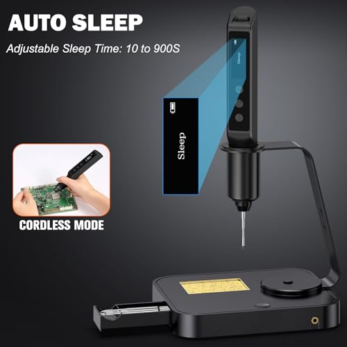 Image of Soldering Iron Kit, Cordless Soldering Gun with 2 Helping Hands, 2s Fast Heating 356-896℉ OLED Solder Kit, Auto Sleep, Includes 360 Swivel Stand, C210 Tips, Wire, Wick, Sponges, Wrench, Black