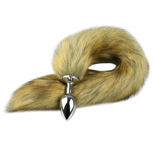 FST Wild Fox Tail with Stainless Steel Anal Plug Anal Tail Sex Toys Butt Plug Anal Stimulator for Women Cospaly Role Play Brown