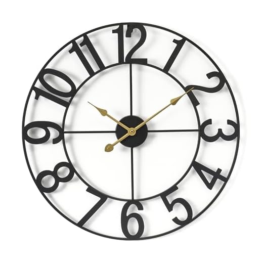 Sorbus Large Wall Clock for Living Room Decor - Wall Clock for Kitchen - 16 inch Big Wall Clock Decorative - Metal Wall Art - Analog Large Clock for Bedroom, Home, Kitchen, Office, Wall Decor (Black)