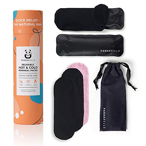 Image of Pandabelle Hot & Cold Reusable Perineal Ice Pack with 4 Washable Cotton Sleeves & Carry Bag for Postpartum Perineal Pain, Hemorrhoids, C-Section Scar, Breastfeeding, Post-Waxing Hair Removal & More