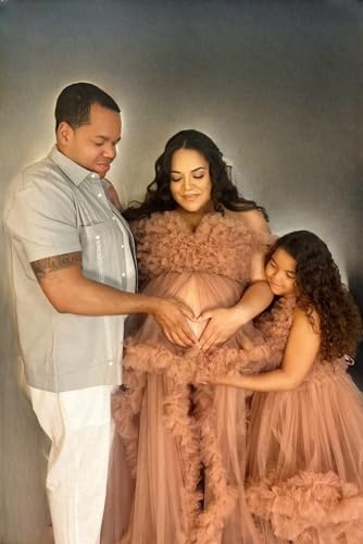 Changuan Puffy Tulle Maternity Dress for Photoshoot Ruffle Pregnancy Robe Bridal Lingerie Bathgown Baby Shower Photography3