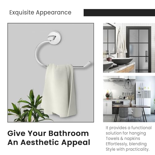 Image of Zureni Stainless Steel Towel Ring for Wash Basin Napkin Holder and Hand Towels Hanger Bathroom Accessories Home & Kitchen (Pack of 1, Half Oval Shape)
