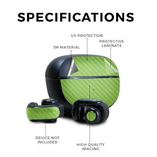 Image of Carbon Fiber Skin Compatible with Bose Ultra Open Earbuds - Solid Lime Green - Premium 3M Vinyl Protective Wrap Decal Cover - Easy to Apply | Crafted in The USA by MightySkins