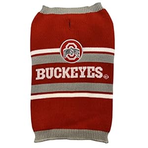 Pets First NCAA Ohio State Buckeyes Dog Sweater Size Small Warm and Cozy Knit Pet Sweater with NCAA Team Logo Best Puppy Sweater for Large and Small Dogs Team Color OH 4179 SM