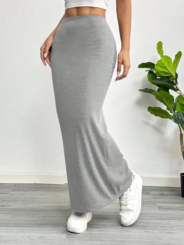 Women's Summer Plain Knit Tight-Fit Knee-Length Long Skirt Going Out Outfits3