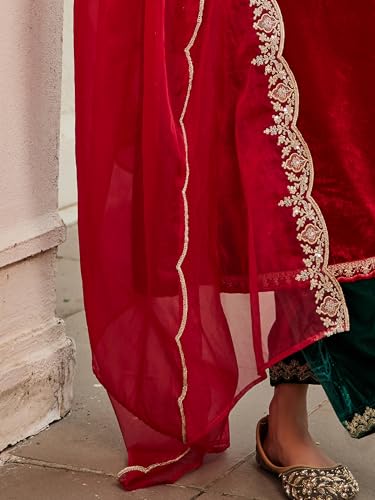 Image of INDO ERA Womens Straight Kurta & Pant With Dupatta Set
