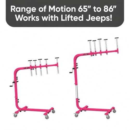 Image of Hard Top Remover Lift for Jeep Wranglers: 1997-to-Present JK JKU JL JLU TJ CJ, 2&4 Door Lifted Jeeps, 4 Door Bronco. Easy Assembly. One Person System. Hardtop Removal /Installation in Minutes. Patented