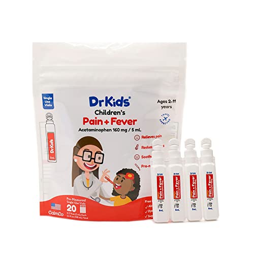 Drkids Children's Pain And Fever Acetaminophen, Pre-Measured Single-Use Vials, Free From, Travel Compliant, 3.4 Fl Oz, 20 Count (Pack Of 2) #TOP6