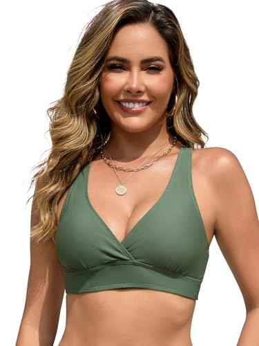 Haut de bikini sportif à armatures rembourré amovible avec dos croisé femme