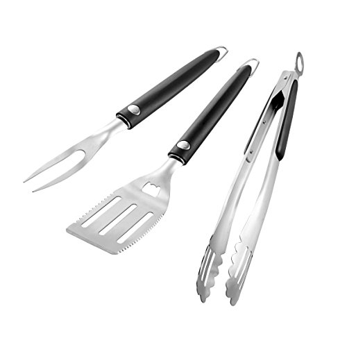 Unicook Grill Tool Set 3 Pack, Stainless Steel Grilling Utensils Spatula Tong