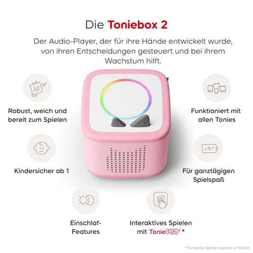 tonies Toniebox 2 Bundle Incl. 1 Lalalinos Scout - Musik und Abentuer, Pink, Audioplayer für Hörbücher, Lieder, Einschlafen und Tonieplay für Kinder