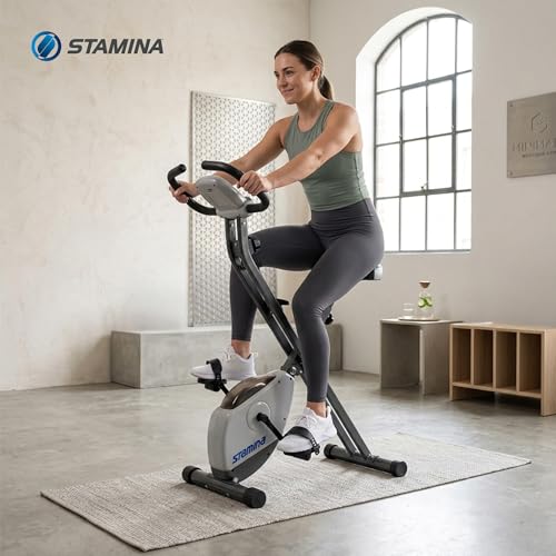 Image of Stamina Upright Exercise Bike 1308 - Fitness Bike with Smart Workout App - Exercise Bike for Home Workout - Up to 300 lbs Weight Capacity | Foldable Stationary Bike for Home Workout; Up to 250 lbs Weight Capacity