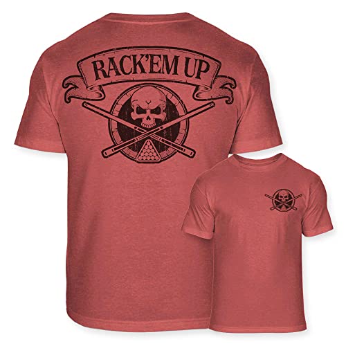 Billiards Skull Crossbones Soft Blend T-Shirt - Rack'em Up Pool Shark Badge Tee Shirt - A992