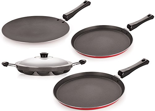 Image of Nirlon Non-Stick Kitchenware Kitchen Cooking Essential Combo Set, (FT12 CT APPAM FT11)
