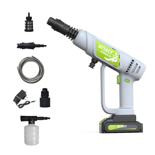 Image of DYLECT AirWash Go Cordless Pressure Washer Gun, Battery-Operated High Pressure Car Washer with Adjustable Nozzle, Foam Spray, 5m Hose | Reliable Power for Car, Bike & Home Cleaning (Light Grey)