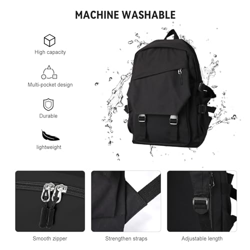Image of coowoz Casual Daypack Large upgraded version College Laptop Backpack for Men Women Water Resistant Lightweight School Bag Travel Rucksack for Sports High School Middle Bookbag for girls Size L(Black)