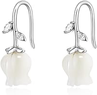 Vista 9 de Reffeer Aretes de plata de ley 925 maciza con diseño de flores para mujer