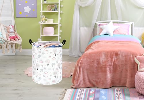 Image of Large Laundry Basket Canvas Storage Bins Baby Nursery Hamper for Boys and Girls Toy Box Gift Baskets for Home,Office,Home Decor