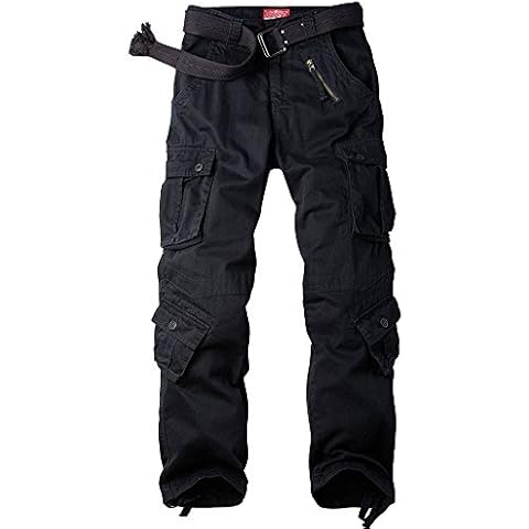 Jessie Kidden Men's Combat Camo Cargo Trousers Camouflage Army Military Tactical Work Pants #7533 Black-40 Cover