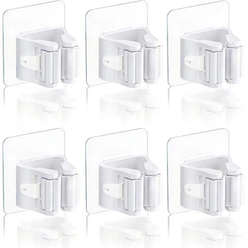 WENRENMK 6 Stück Besenhalterung Wand Selbstklebend, Wandhalterung Besen, Besen Halterung, Geeignet für Besenstiel, Küche, Bad, Garten, Garage