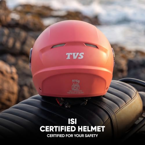 Image of TVS ACE ISI Certified Open face Unisex Helmet with Full Coverage Visor Available in 8 Colors | Lightweight Comfort-Fit Microfiber Liner Equipped with Quick Release Chin Strap