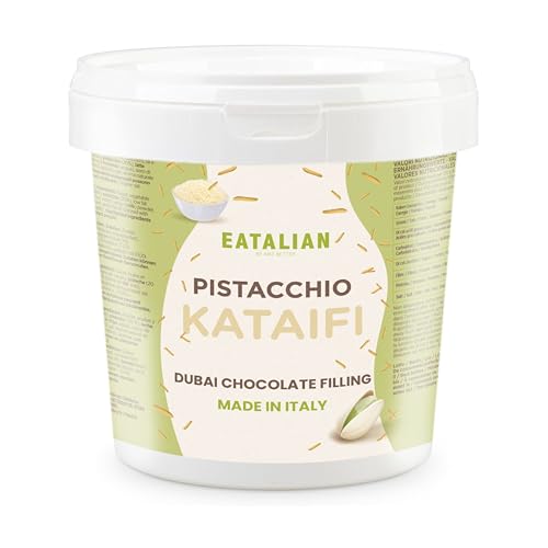 EATALIAN by AMZ BETTER Crema de pistacho con kataifi, deliciosa crema para untar con un sabor único, ideal para untar en pan, perfecta con helado, chocolate y chocolate de Dubái, 1 kg, Made in Italy