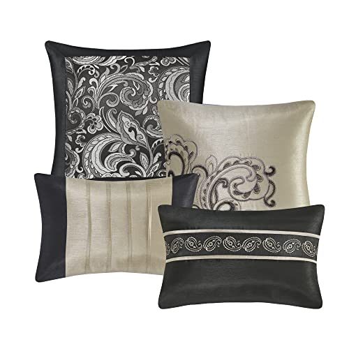 Madison Park Essentials Brystol 24 Piece Room in a Bag Faux Silk Comforter Jacquard Paisley Design Matching Curtains Down Alternative All Season Bedding-Set - Image 19