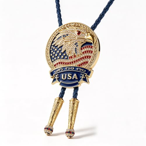 Image of GelConnie Bolo Ties for Men Women Western Cowboy Tie Mens Western Necklace Leather Necktie Gold Bolero Tie Cowboy Necklace